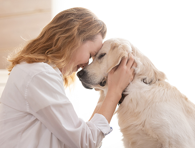 owner with dog