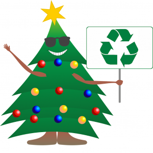 animated Christmas tree with recycle sign